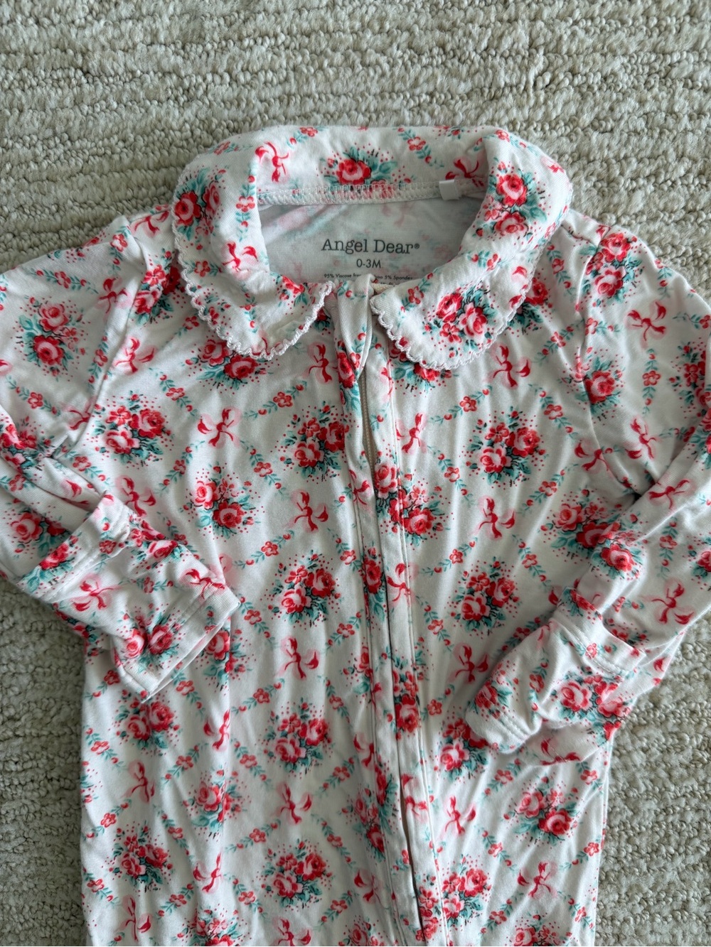 Angel Dear Floral Zipper Sleeper - Pink Roses